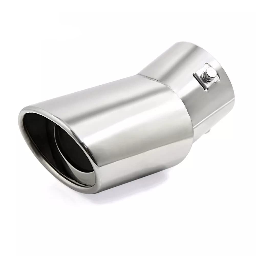 Automaze Universal Fit Car Exhaust Tail Muffler Tip Show Pipe 76mm, Curved Oval, Stainless Steel