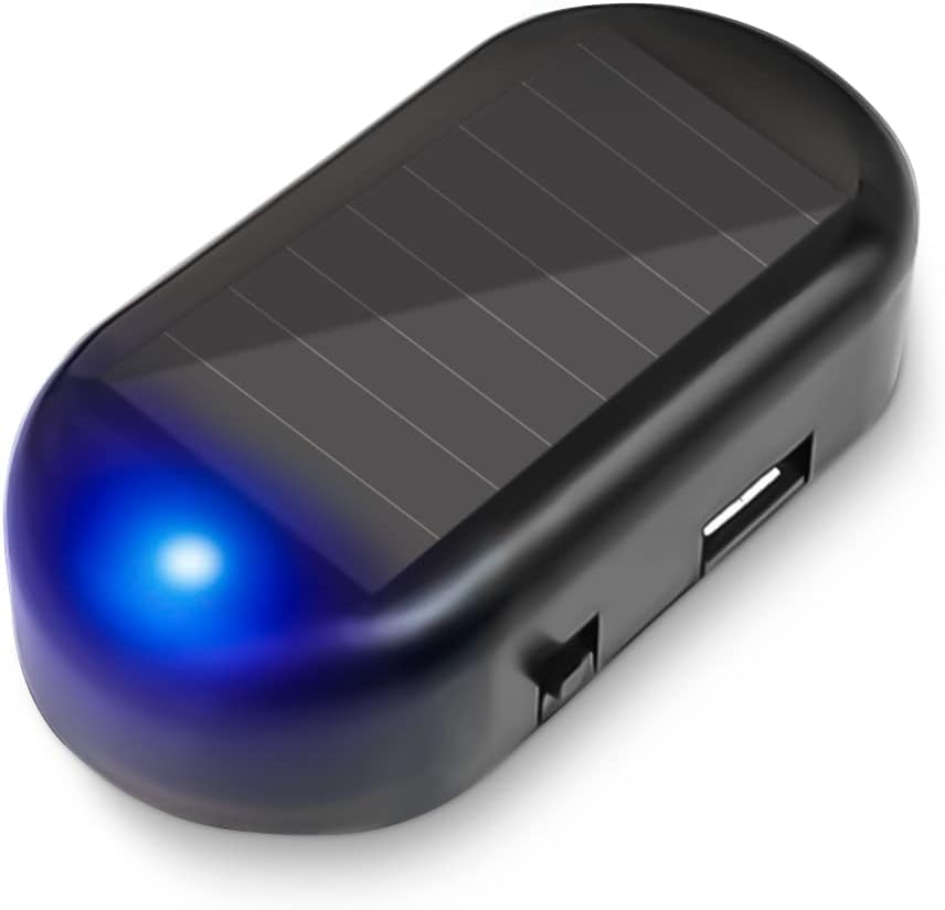 Car Solar Power Simulated Dummy Alarm, Anti-Theft LED Flashing Security Light Fake Lamp, Automotive Warning Interior Safety Lights with USB Charger Port, Car Accessories Universal for Most Cars