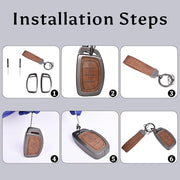 Automaze Metal 4 Button Keyless Key Cover Compatible with Hyundai Cars with 4 Front Buttons, Model A4B