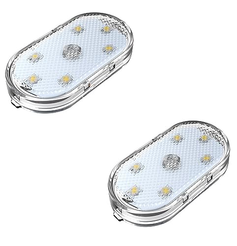 Automaze 2Pc Car Led Interior Lights, Portable Atmosphere Lighting Light, USB Rechargeable with 6 Bright LED Lamp Beads, Night Driving Touch Safety Lights