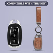 Automaze Metal 3 Button Keyless Key Cover Compatible with Hyundai Cars with 3 Front Buttons, Model A3
