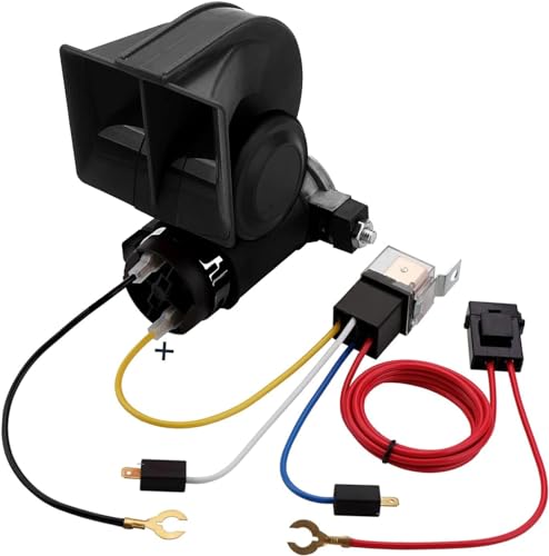 Automaze Car Air Horn 12V With Compressor and Relay, Wiring Compact Auto Nautilus Super Loud Kit for Truck Car Motorcycle