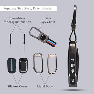 Automaze Metal 4 Button Keyless Cover Compatible with Kia Cars with 4 Side Buttons, Model C4A