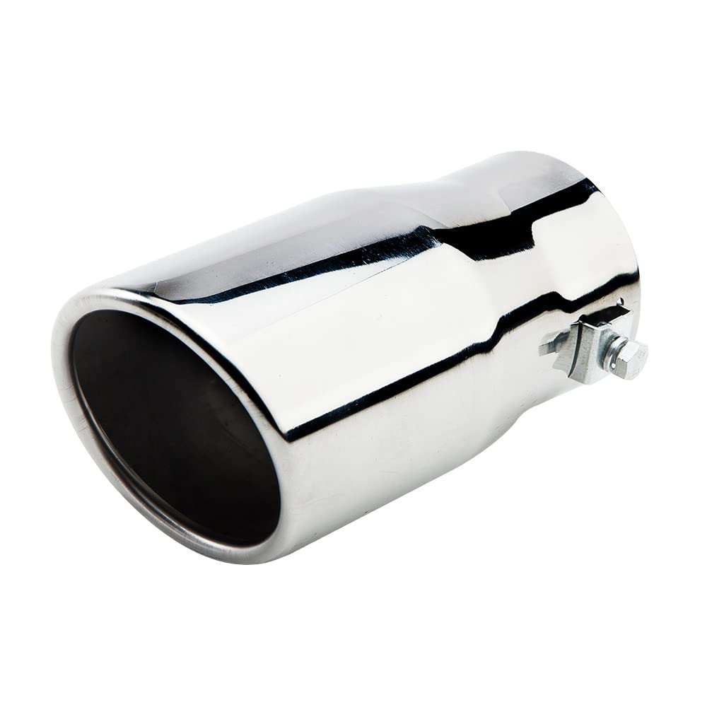 Automaze Universal Fit Car Exhaust Tail Muffler Tip Show Pipe 63mm, Curved Oval, Stainless Steel(Model-A88)