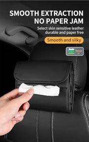 Automaze PU Leather Car Tissue Box, Suitable for Car Headrest, Sun Visor and Armrest Box, Without Tissues
