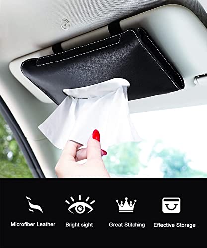 Car Visor Tissue Holder, Tissue Holder for Car, Mask Holder for Car Visor, PU Leather Tissue Box Holder, Wipes Case for Car Visor, Universal Mask Dispenser for Car Napkin Holder for Car Tissue