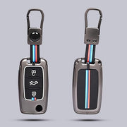 Automaze Metal 3 Button Flip Key Cover Compatible with Volkswagen Cars with 3 Front Buttons (Zinc Alloy + Silicone, 3 Button), VW-A Model