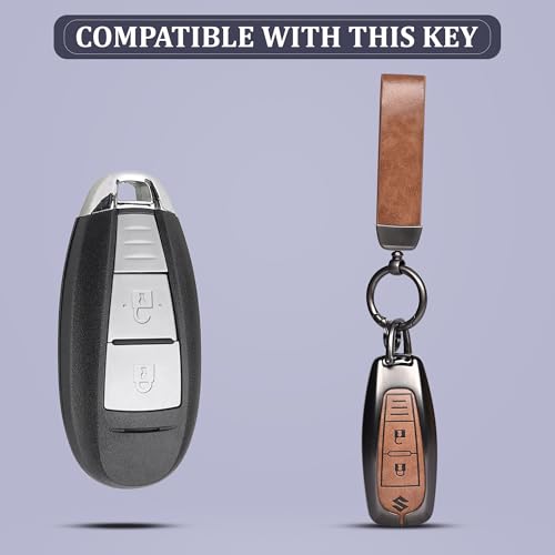 Suzuki 3-Button Metal Key Cover complete assembled look with key ring