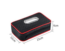 Load image into Gallery viewer, Automaze PU Leather Car Armrest Headrest Visor Seat Tissue Napkin Box Holder with Sunglass Clip, Interior Car Accessories