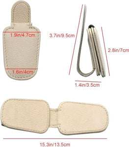 Automaze Leather Car Visor Sunglass Holder, Magnetic Leather Glasses Eyeglass Hanger Clip for Car