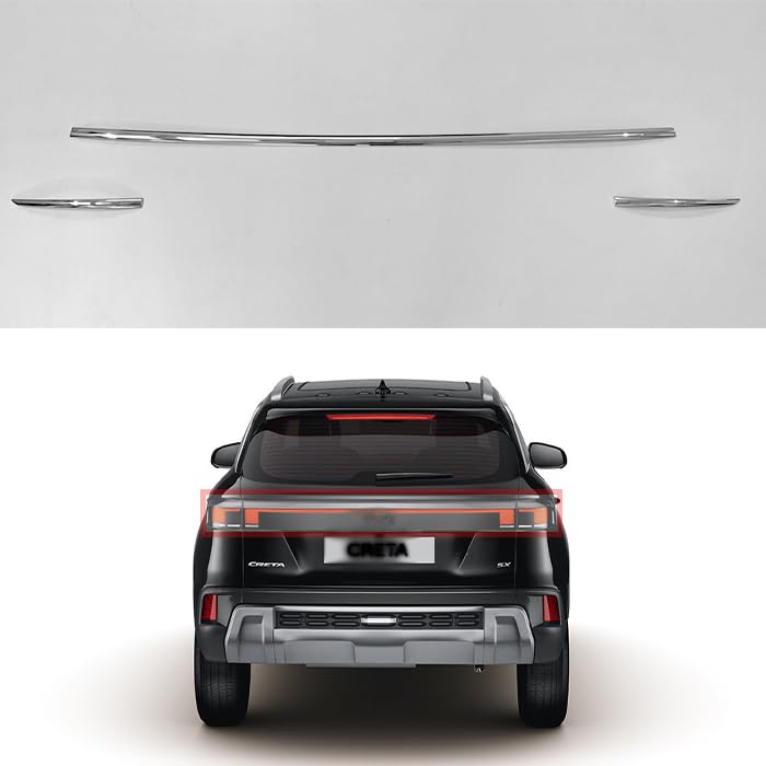 Automaze Taill Lamp Light LED Garnish Chrome Trim Cover Compatible for Creta 2024+ Models(Set of 3 Pc), Creta Car Accessories