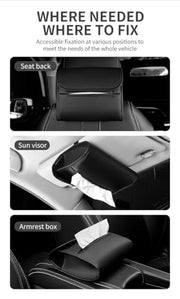 Automaze PU Leather Car Tissue Box, Suitable for Car Headrest, Sun Visor and Armrest Box, Without Tissues
