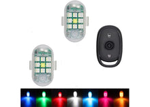 Load image into Gallery viewer, Automaze 2 PCS Wireless LED Strobe Lights with Remote Control, High Brightness 7 Colors USB Charging Led Drone Anti-Collision Lights Night Warning Light for Car Motorcycle Aircraft Bike RC