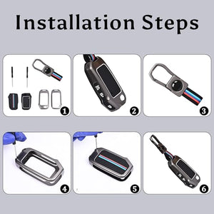 Automaze Metal 4 Button Keyless Cover Compatible with Kia Cars with 3 Side Buttons, Model J3