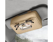 Automaze PU Leather Car Armrest Headrest Visor Seat Tissue Napkin Box Holder with Sunglass Clip, Interior Car Accessories