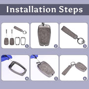 Automaze Metal 4 Button Keyless Key Cover Compatible with Tata Cars with 4 Front Buttons, Model A4