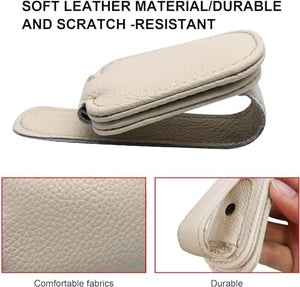 Automaze Leather Car Visor Sunglass Holder, Magnetic Leather Glasses Eyeglass Hanger Clip for Car