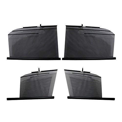 Set of 4 side window automatic roller sun shades with retractable black mesh fabric