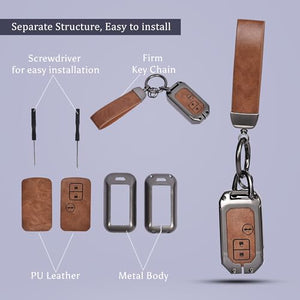 Automaze Metal 3 Button Keyless Key Cover Compatible with Suzuki Cars with 3 Front Buttons, Model C3