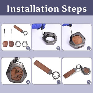 Automaze Metal 2 Button Flip Key Cover Compatible with Suzuki Cars with 2 Front Buttons, Model D2