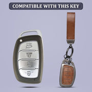 Automaze Metal 4 Button Keyless Key Cover Compatible with Hyundai Cars with 4 Front Buttons, Model A4B