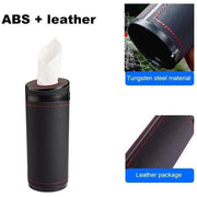Automaze PU Leather Plus ABS, Car Cylindrical Cup Holder Tissue Holder Box with 3 Ply 40 Pulls Tissues (Black)