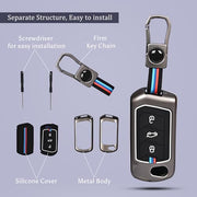 Automazd Metal 3 Button Flip Key Cover Compatible with Mahindra Scorpio, Marazzo | XUV 300, XUV 700 | XUV 400 EV | Bolero | Thar | TUV