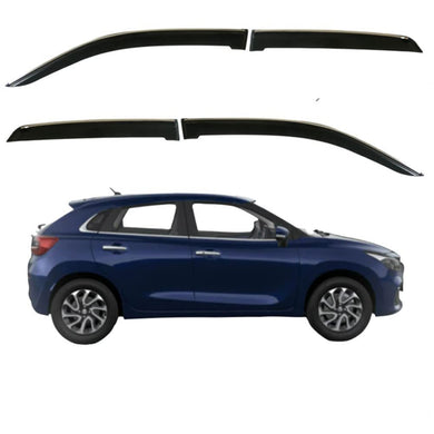 Automaze League Side Wind-ow Deflector Rain Door Visor For New Baleno 2022+ Model | Chrome/Silver Line, Warranty, Set of 4 Pc |