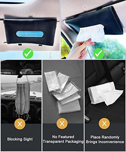 Car Visor Tissue Holder, Tissue Holder for Car, Mask Holder for Car Visor, PU Leather Tissue Box Holder, Wipes Case for Car Visor, Universal Mask Dispenser for Car Napkin Holder for Car Tissue