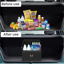 Load image into Gallery viewer, Automaze Car Trunk Organizer, PU Leather Trunk Cargo Organizer, Collapsible Portable Car Storage Organizer SUV, Grocery, Camping