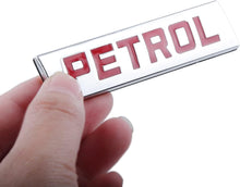 Load image into Gallery viewer, Automaze Petrol Emblem 3D Metal Car Badges Emblems Trunk Rear Fender Emblem compataibe with Tailgate Side Sticker Badge Car Decals (Chrome-Red Color)