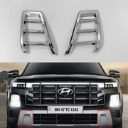 Automaze Front Skid Plate Garnish Chrome Trim Cover Compatible for Creta 2024+ Models(Set of 2 Pc), Creta Car Accessories