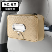 Automaze PU Leather Car Armrest Headrest Visor Seat Tissue Napkin Box Holder with Sunglass Clip, Interior Car Accessories