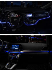 Automaze 7 in 1 Multicolor Car Interior RGB Ambient Atmosphere Light EL Wire Kit, USB powered, 3 Meters Optic Strip