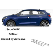 Automaze Cn-League Car Exterior Lower Window Garnish Trim Chrome in Stainless Steel, Compatible for Baleno 2022+ All Models(Set of 6 Pc)