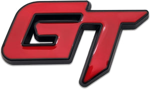 Automaze Chrome Metal GT Logo Car Emblem Premium 3D Badge Auto Racing Sport Sticker Exterior Grand Tourer Decal (Black,Red)