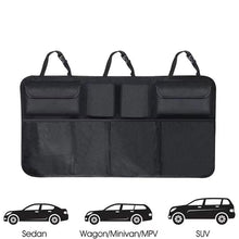 Load image into Gallery viewer, Automaze Car Trunk Boot Organizer with Large Storage, Backseat Hanging Organizer, Foldable Organizer with Pockets and Compartments for SUV&#39;s