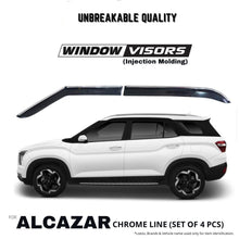 Load image into Gallery viewer, Automaze Side Wind-ow Deflector Rain Door Visor Compatible for Hyundai Alcazar All Models| Chrome/Silver Line, Warranty, Set of 4 Pc, Unbreakable Material