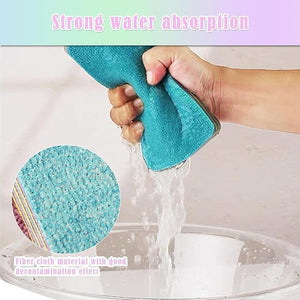 Automaze Rainbow Dish Cleaning Sponge Rainbow Rag, Reusable Double Sided Dish Sponge 12-Layer Microfiber Cloth Scrub Sinks,Pots, Pans for Car, Glass, Furniture Kitchen Scrubber for Dishes