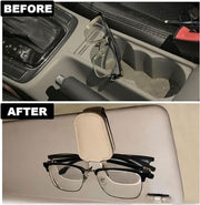 Automaze Leather Car Visor Sunglass Holder, Magnetic Leather Glasses Eyeglass Hanger Clip for Car