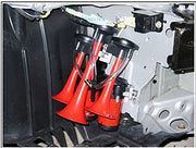 Automaze Car/Bikes/Truck 3 Pipe/Trumpet Horn Air Pressure Horn With Air Compressor, Fit For 12V Vehicles
