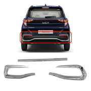 Automaze Cn-League Imported Chrome Rear Trunk Steamer Diggy Down Patti Garnish Compatible for Kia Carens All Models, Set of 3 Pc
