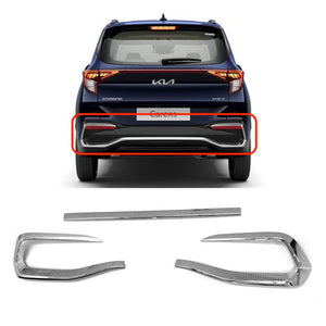 Automaze Cn-League Imported Chrome Rear Trunk Steamer Diggy Down Patti Garnish Compatible for Kia Carens All Models, Set of 3 Pc