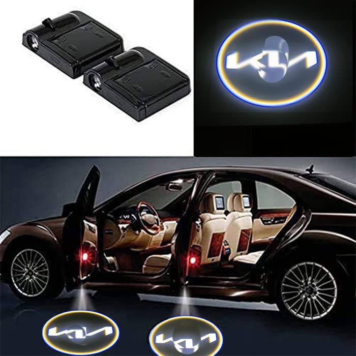 Car Welcome Logo Shadow Projector for New Kia (2022 Logo), Set of 2 Wireless Door Ghost Lights, Black Automaze Model