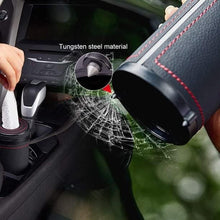 Load image into Gallery viewer, Automaze PU Leather Plus ABS, Car Cylindrical Cup Holder Tissue Holder Box with 3 Ply 40 Pulls Tissues (Black)