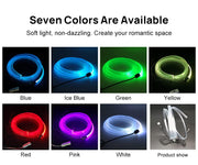 Automaze 7 in 1 Multicolor Car Interior RGB Ambient Atmosphere Light EL Wire Kit, USB powered, 3 Meters Optic Strip