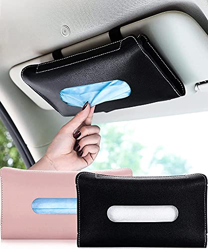 Car Visor Tissue Holder, Tissue Holder for Car, Mask Holder for Car Visor, PU Leather Tissue Box Holder, Wipes Case for Car Visor, Universal Mask Dispenser for Car Napkin Holder for Car Tissue