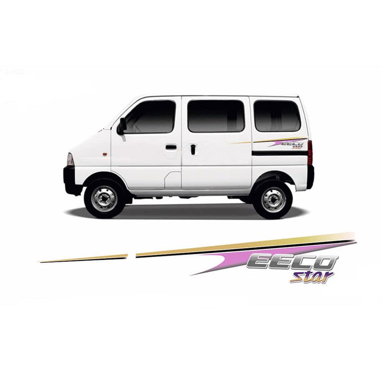 Automaze Car Side Decal Full Body Sticker Graphics for Maruti Suzuki Eeco All Models (Star Sticker Purple Color, Both Sides, 0469)