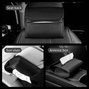 Automaze PU Leather Car Tissue Box, Suitable for Car Headrest, Sun Visor and Armrest Box, Without Tissues