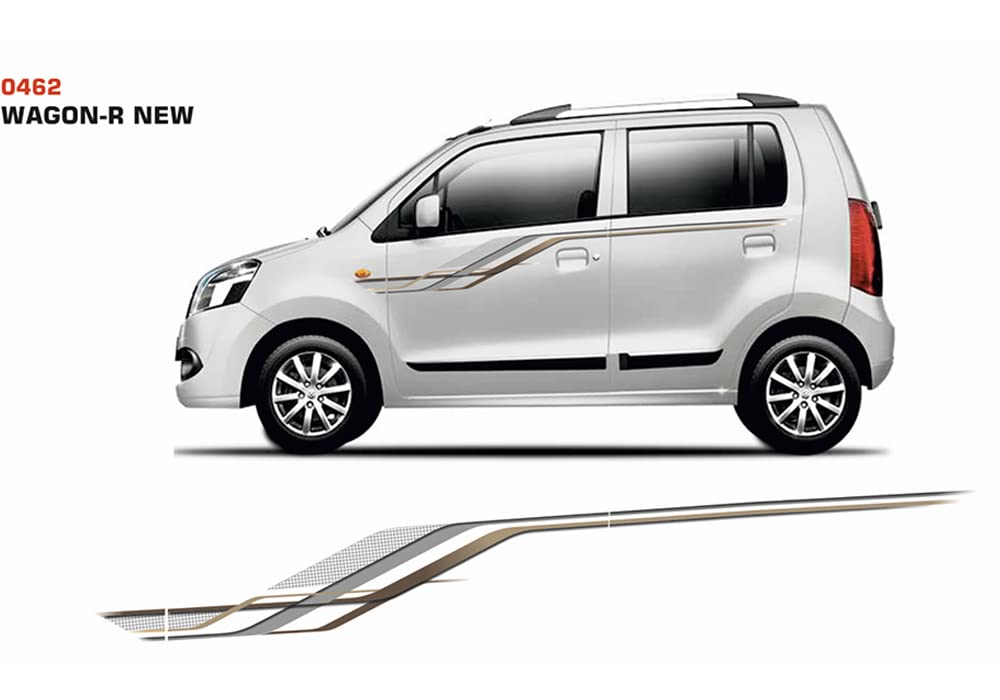 Quara Automaze Car Side Decal Full Body Sticker Graphics,Blue-Grey For Maruti Suzuki New Wagon-R 0462